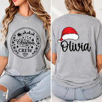 Personalized Christmas Crew Shirt, Custom Santa Hat Name Tee, Family Xmas 2026 Sweatshirt, Holiday Pajama Top, Gift for Family, Front Back