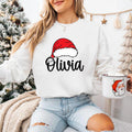 Personalized Family Christmas Shirt, Custom Santa Hat Name Sweatshirt, Matching Holiday Crew Tee, Xmas Pajama Top, Gift for Loved Ones