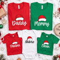 Personalized Family Christmas Shirt, Custom Santa Hat Name Sweatshirt, Matching Holiday Crew Tee, Xmas Pajama Top, Gift for Loved Ones