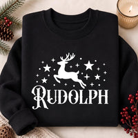Personalized Santa Reindeer Name Shirt, Custom Reindeer Crew Christmas Tee, Star Vintage Sweatshirt, Xmas Pajama Top, Gift for Family