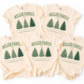 Custom Family Name Christmas Sweatshirt, Personalized Year and Town Holiday Shirt, Watercolor Christmas Trees Design, Merry Gift for Family