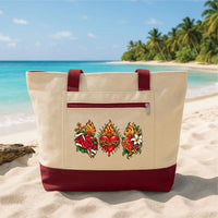 Personalized Catholic Marian Tote Bag with Zipper, Custom Sacred Heart Canvas Tote, Holy Family Design, Faith Gift Bag, Gift for Church