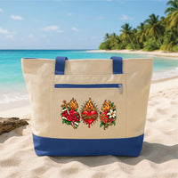 Personalized Catholic Marian Tote Bag with Zipper, Custom Sacred Heart Canvas Tote, Holy Family Design, Faith Gift Bag, Gift for Church