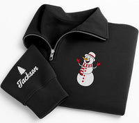 Personalized Christmas Embroidered Quarter Zip Sweatshirt, Custom Character Top, Festive Family Layer, Family Photo Outfit, Christmas Gift