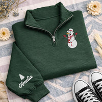 Personalized Christmas Embroidered Quarter Zip Sweatshirt, Custom Character Top, Festive Family Layer, Family Photo Outfit, Christmas Gift