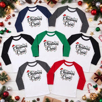 Christmas Crew Raglan Shirt, Festive String Lights Santa Hat Tee, Matching Family Holiday Top, Holiday Party Outfit, Christmas Gift
