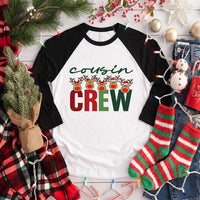 Cousin Crew Reindeer Raglan Shirt, Festive Christmas Cousins Tee, Matching Holiday Family Top, Xmas Party Outfit, Gift for Cousins