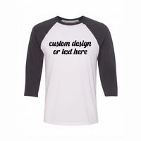 Personalized Custom Design Raglan Shirt, Custom Text Three Quarter Tee, Your Own Artwork Top, Birthday Gift Idea, Just Because Gift