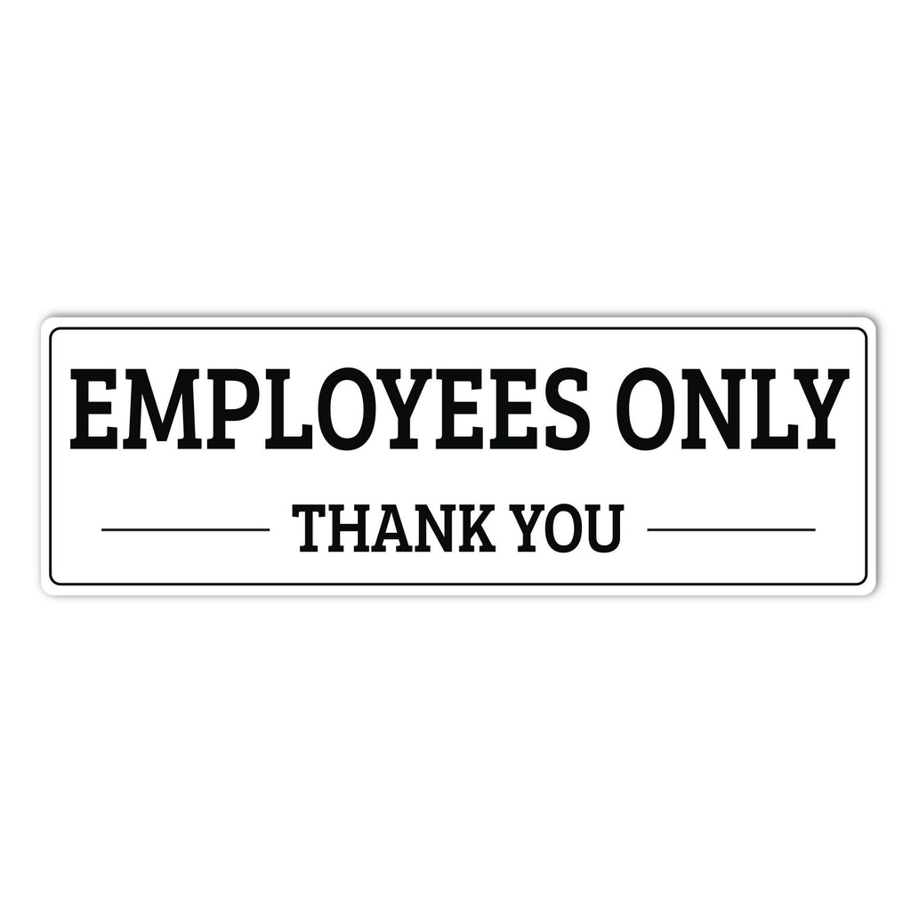 Employees Only Sign for Door or Wall 9" x 3", Easy to Mount Plastic Sign, Self Adhesive Employees Only Thank You PVC Sign for Office