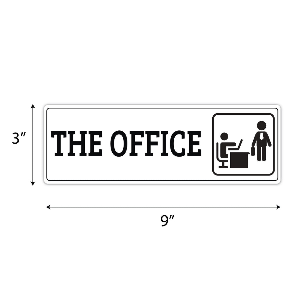 The Office Sign for Door or Wall 9" x 3", Easy to Mount Plastic Sign, Self Adhesive The Office PVC Sign for Office