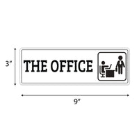 The Office Sign for Door or Wall 9" x 3", Easy to Mount Plastic Sign, Self Adhesive The Office PVC Sign for Office