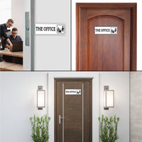 The Office Sign for Door or Wall 9" x 3", Easy to Mount Plastic Sign, Self Adhesive The Office PVC Sign for Office