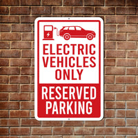 EV Parking Aluminum Sign - Rust Free Aluminum Sign, Weather/Fade Resistant, Electric Vehicle Reserved Parking Easy Mounting Metal Sign