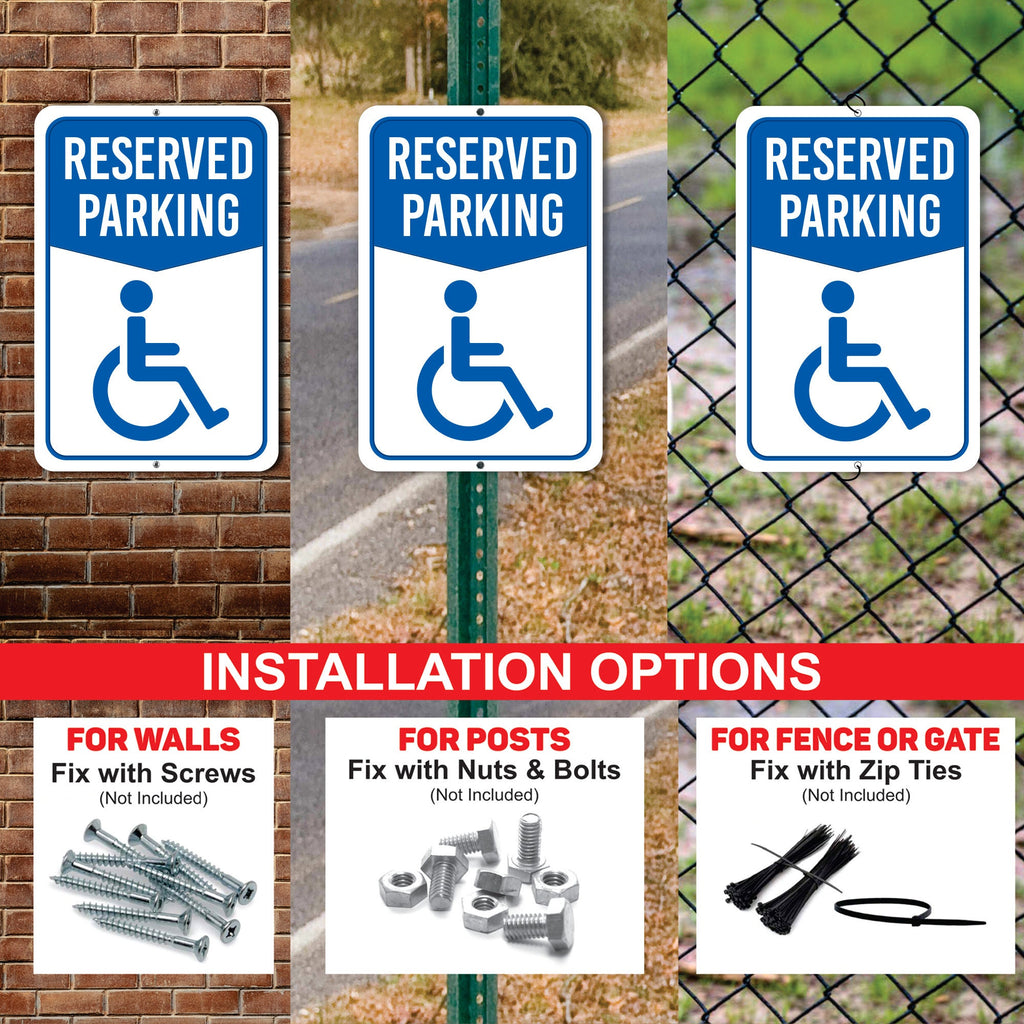 Handicap Reserved Parking Aluminum Sign - Rust Free Aluminum Sign, Weather/Fade Resistant, Federal Handicap Parking Easy Mounting Metal Sign
