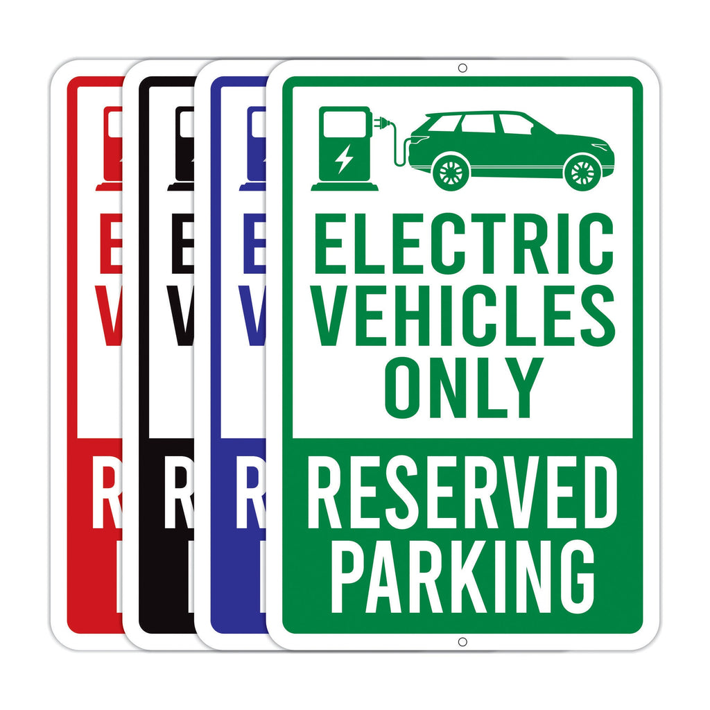 EV Parking Aluminum Sign - Rust Free Aluminum Sign, Weather/Fade Resistant, Electric Vehicle Reserved Parking Easy Mounting Metal Sign