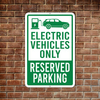 EV Parking Aluminum Sign - Rust Free Aluminum Sign, Weather/Fade Resistant, Electric Vehicle Reserved Parking Easy Mounting Metal Sign