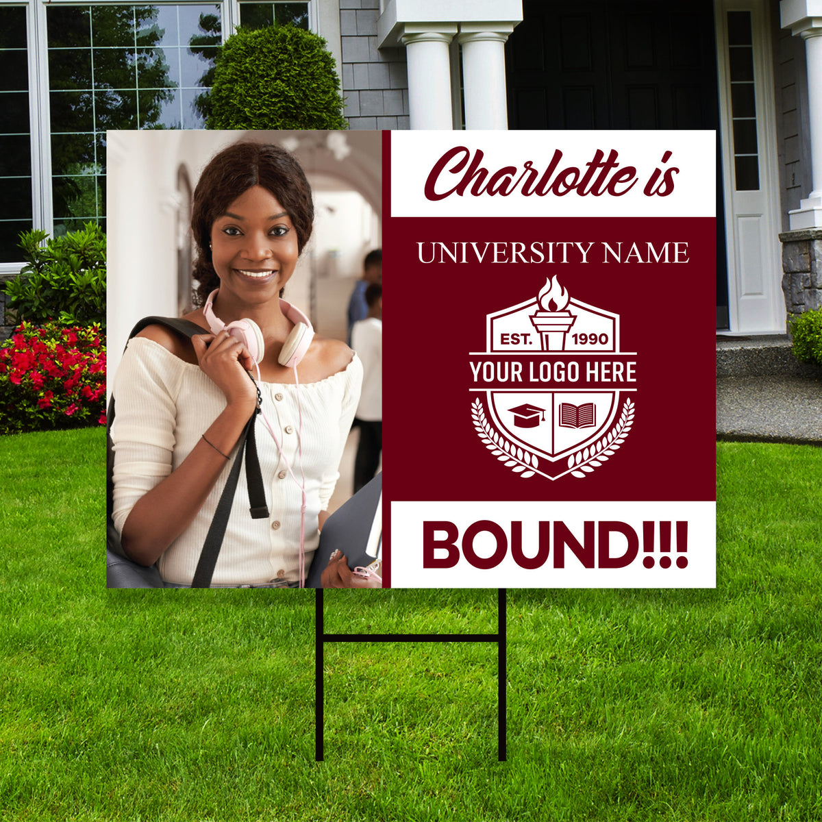 Personalized College Bound Yard Sign with Photo, College Logo Sign, Cu ...