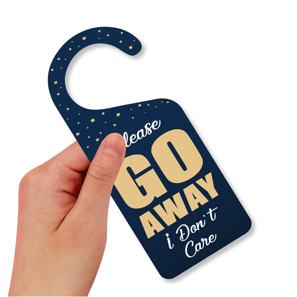 Please Go Away I Don't Care Door Hanger, Doorknob Sign, PVC Door Knob Hanger Sign, In Session, in a Meeting Door Sign