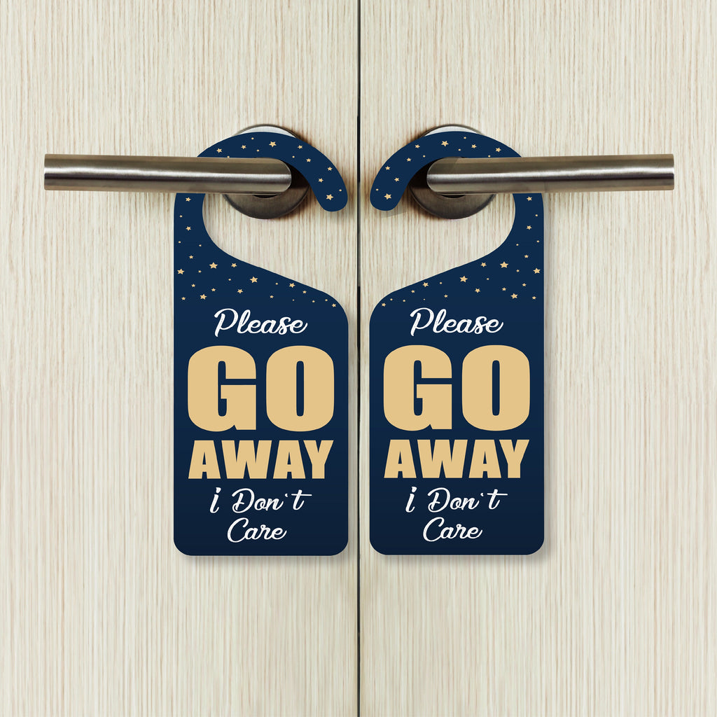 Please Go Away I Don't Care Door Hanger, Doorknob Sign, PVC Door Knob Hanger Sign, In Session, in a Meeting Door Sign