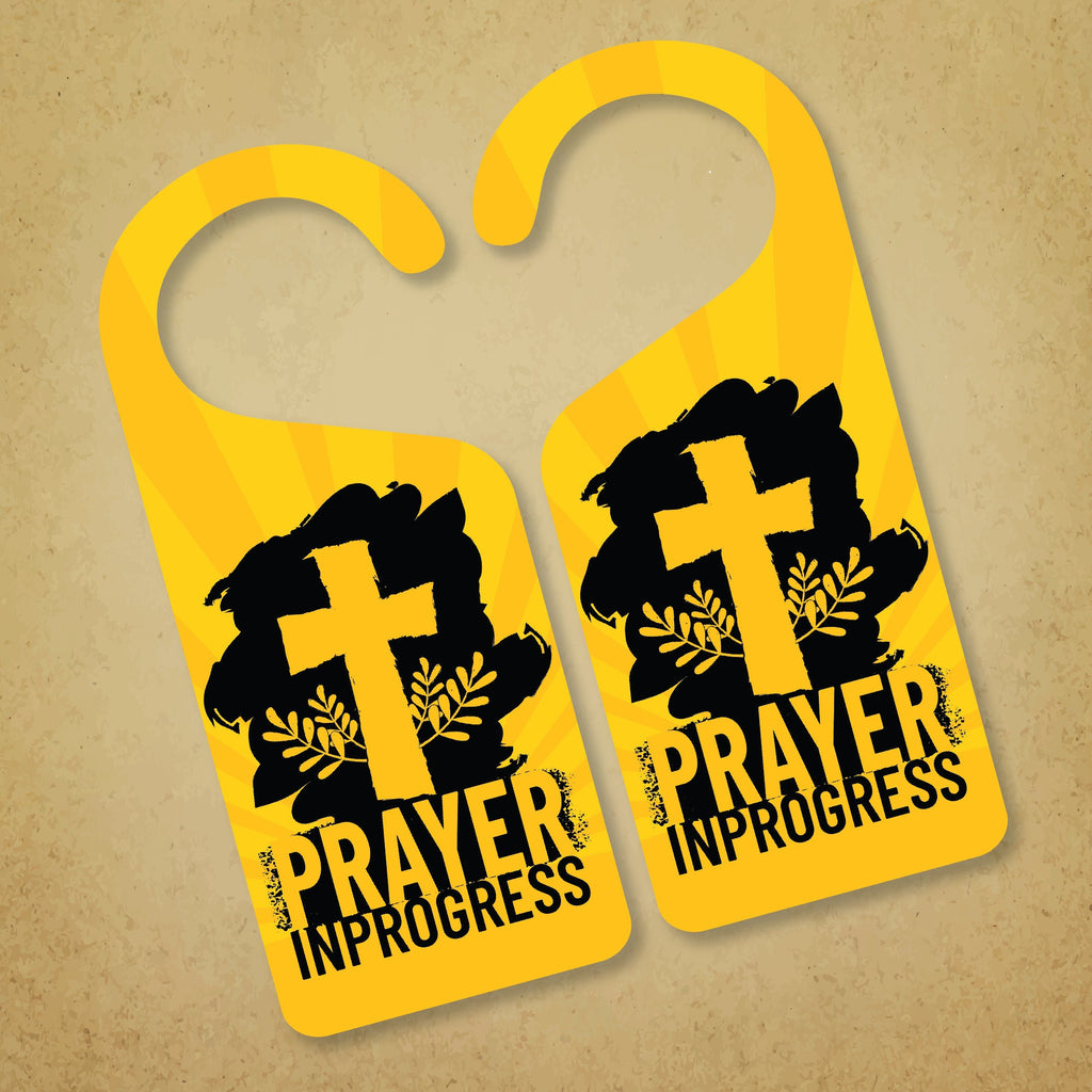 Prayer in Progress Religious Cross Door Hanger, Doorknob Sign, PVC Door Knob Hanger Sign, Do Not Disturb, Prayer Time