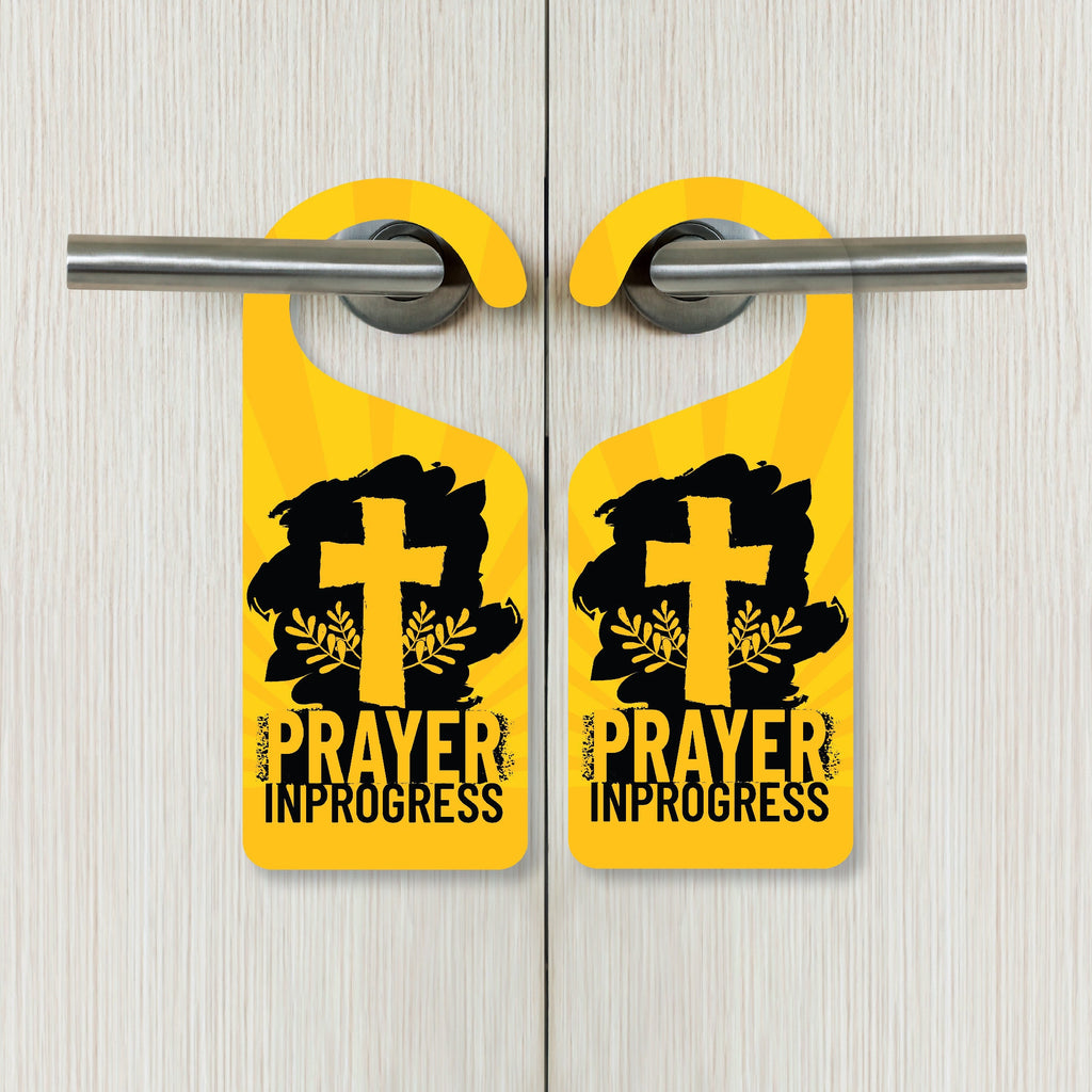 Prayer in Progress Religious Cross Door Hanger, Doorknob Sign, PVC Door Knob Hanger Sign, Do Not Disturb, Prayer Time
