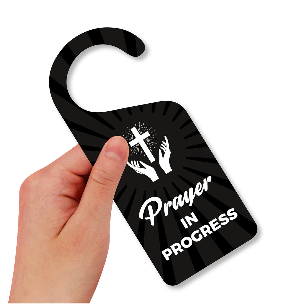 Prayer in Progress Religious Cross Door Hanger, Doorknob Sign, PVC Door Knob Hanger Sign, Prayer Time, Religious Door Sign