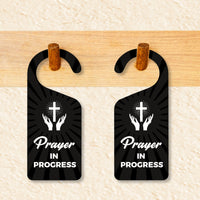 Prayer in Progress Religious Cross Door Hanger, Doorknob Sign, PVC Door Knob Hanger Sign, Prayer Time, Religious Door Sign