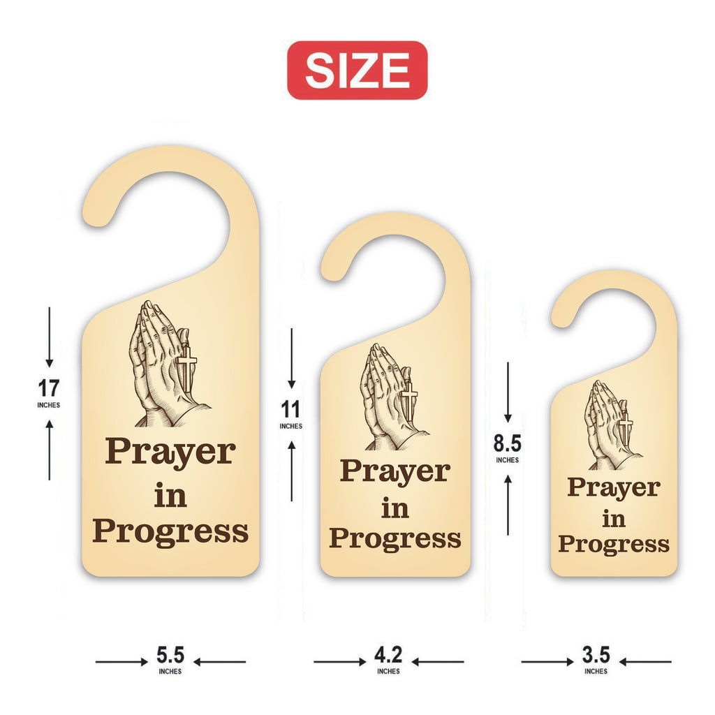 Prayer in Progress Religious Cross Door Hanger, Doorknob Sign, PVC Door Knob Hanger Sign, Do Not Disturb, Prayer Time