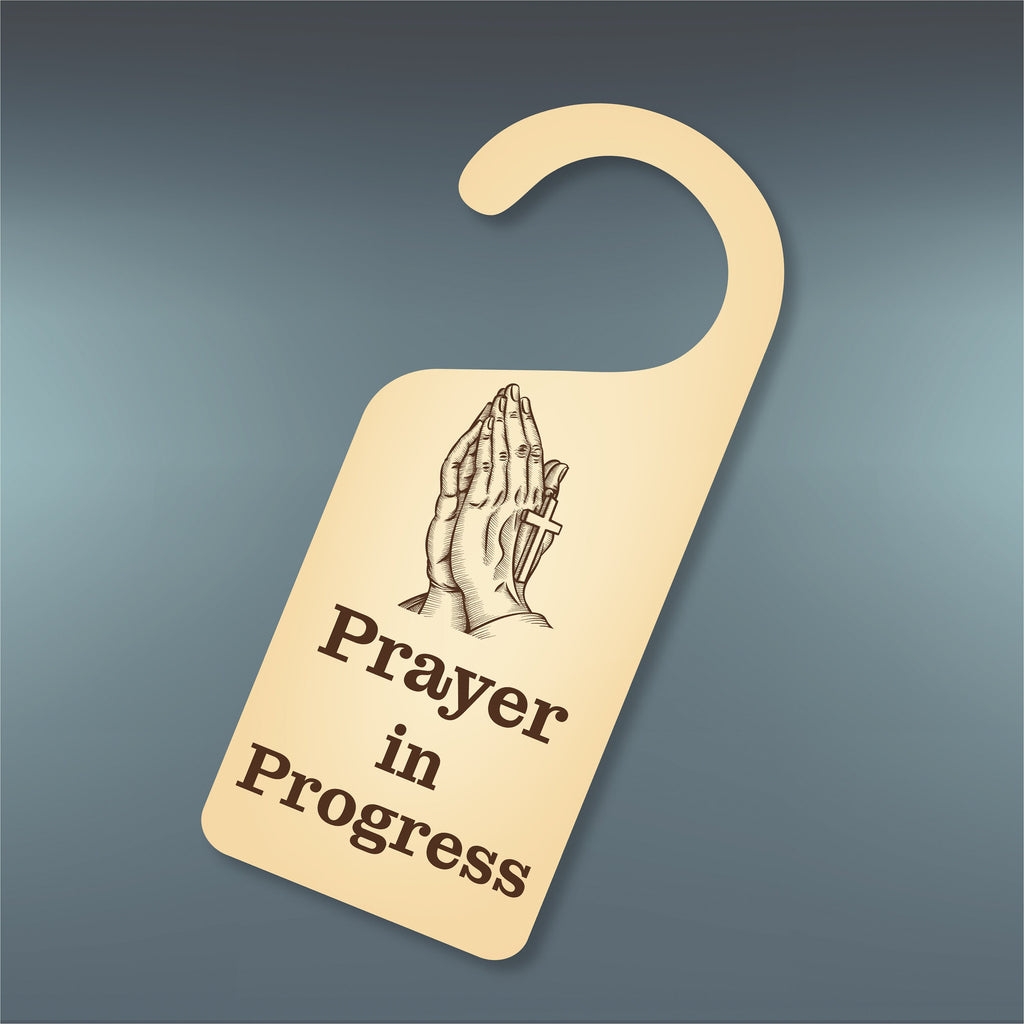 Prayer in Progress Religious Cross Door Hanger, Doorknob Sign, PVC Door Knob Hanger Sign, Do Not Disturb, Prayer Time