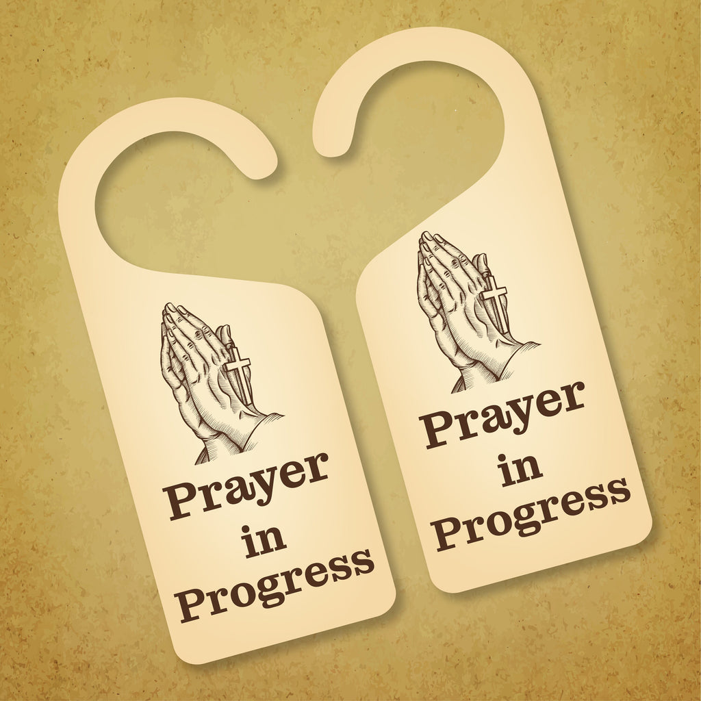 Prayer in Progress Religious Cross Door Hanger, Doorknob Sign, PVC Door Knob Hanger Sign, Do Not Disturb, Prayer Time