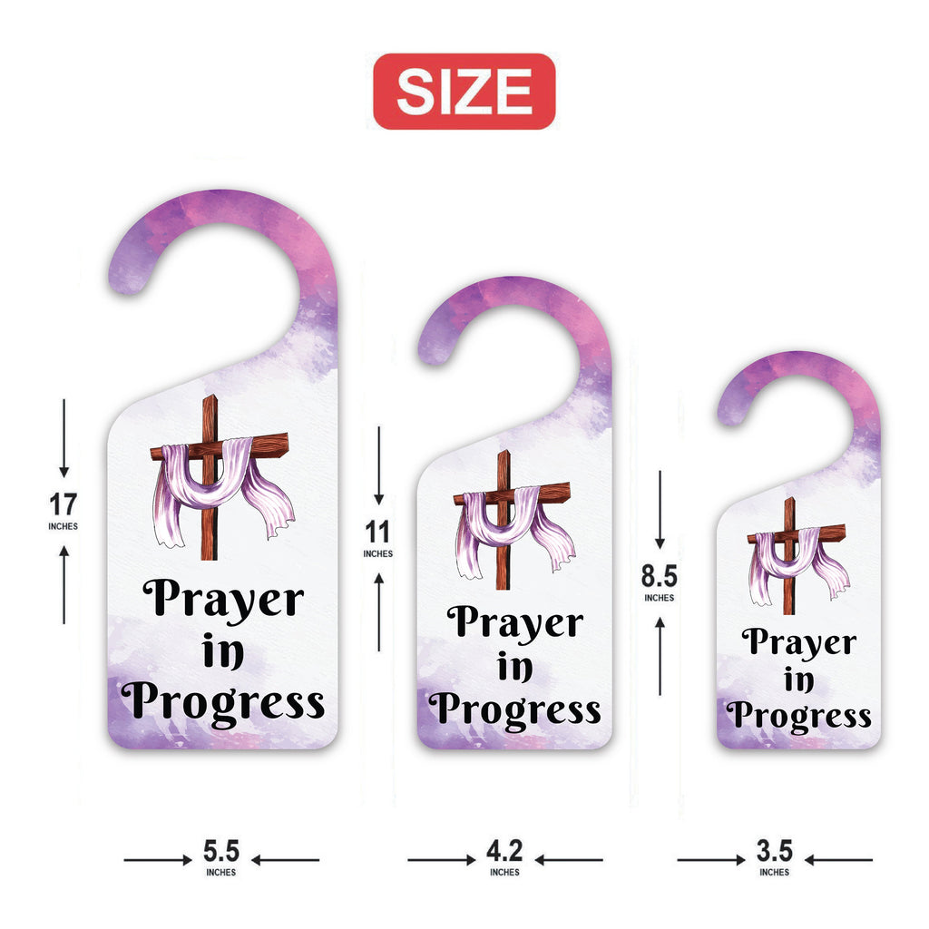 Prayer in Progress Religious Cross Door Hanger, Doorknob Sign, PVC Door Knob Hanger Sign, Prayer Time, Religious Door Sign
