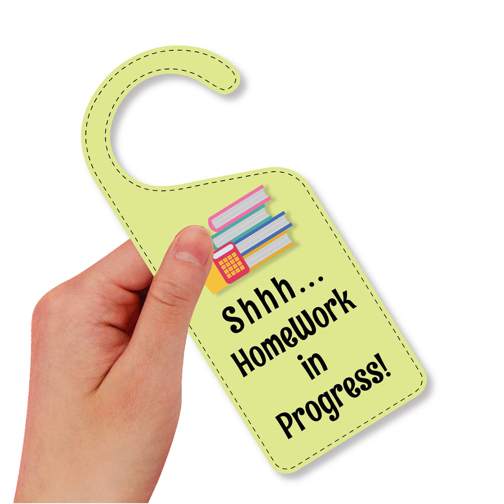 Homework Progress Sign Homework In Progress Door Hanger, Homework Doorknob Sign, PVC Door Kno ...