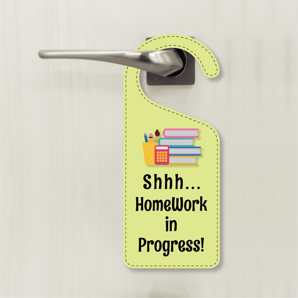 Homework In Progress Door Hanger, Homework Doorknob Sign, PVC Door Kno ...