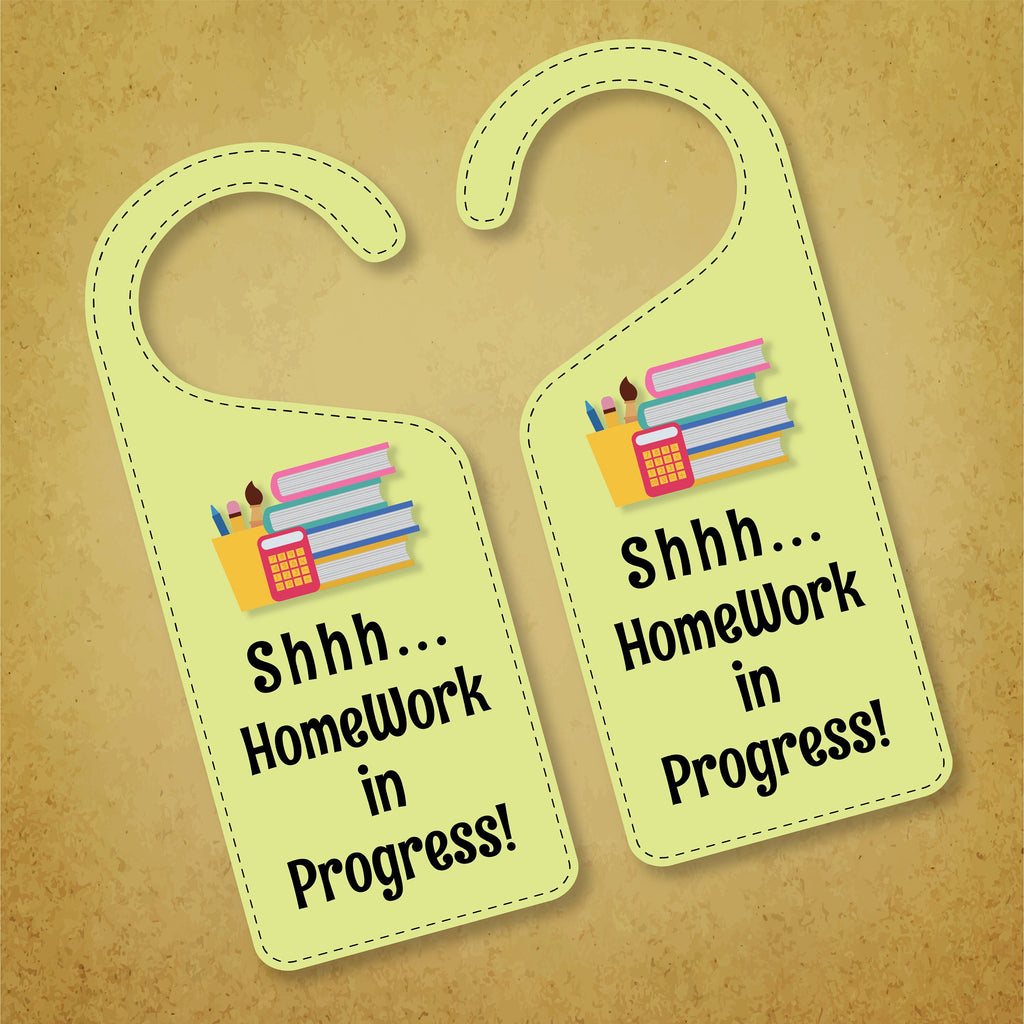 Homework In Progress Door Hanger, Homework Doorknob Sign, PVC Door Kno ...