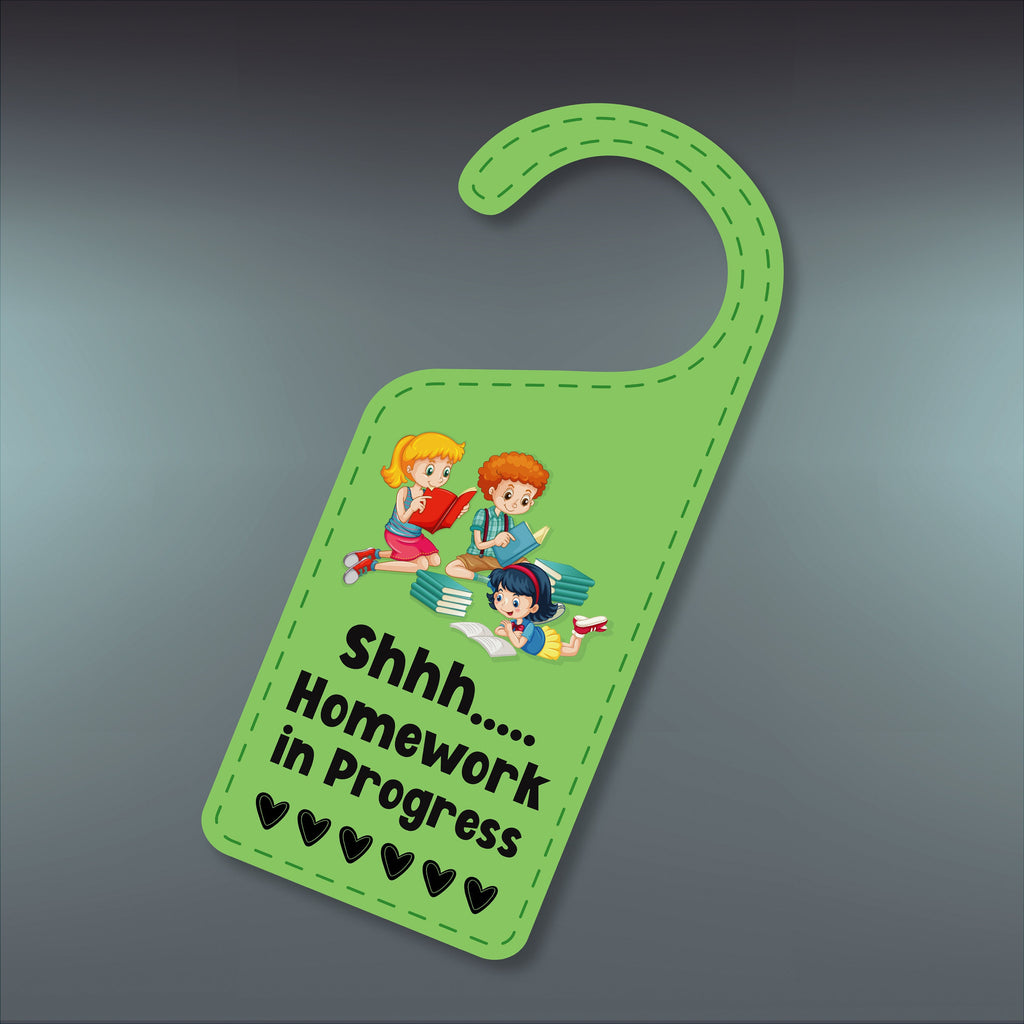 Homework Progress Sign Homework In Progress Door Hanger, Homework Doorknob Sign, PVC Door Kno ...