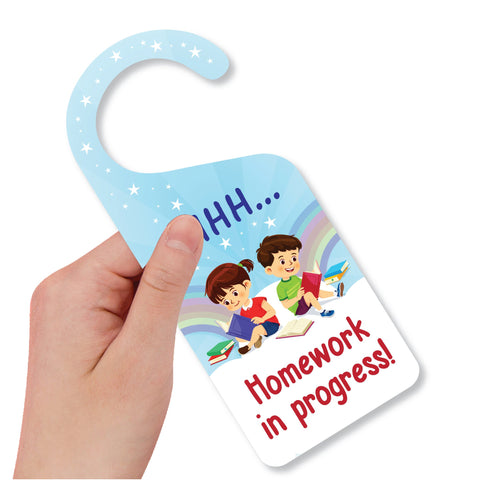 Homework In Progress Door Hanger, Homework Doorknob Sign, PVC Door Kno ...