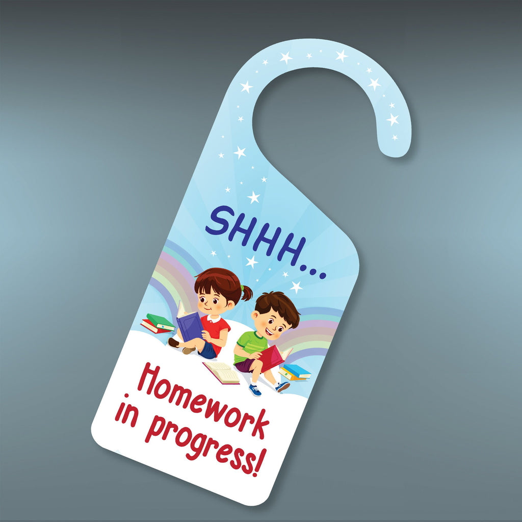 Homework In Progress Door Hanger, Homework Doorknob Sign, PVC Door Kno ...