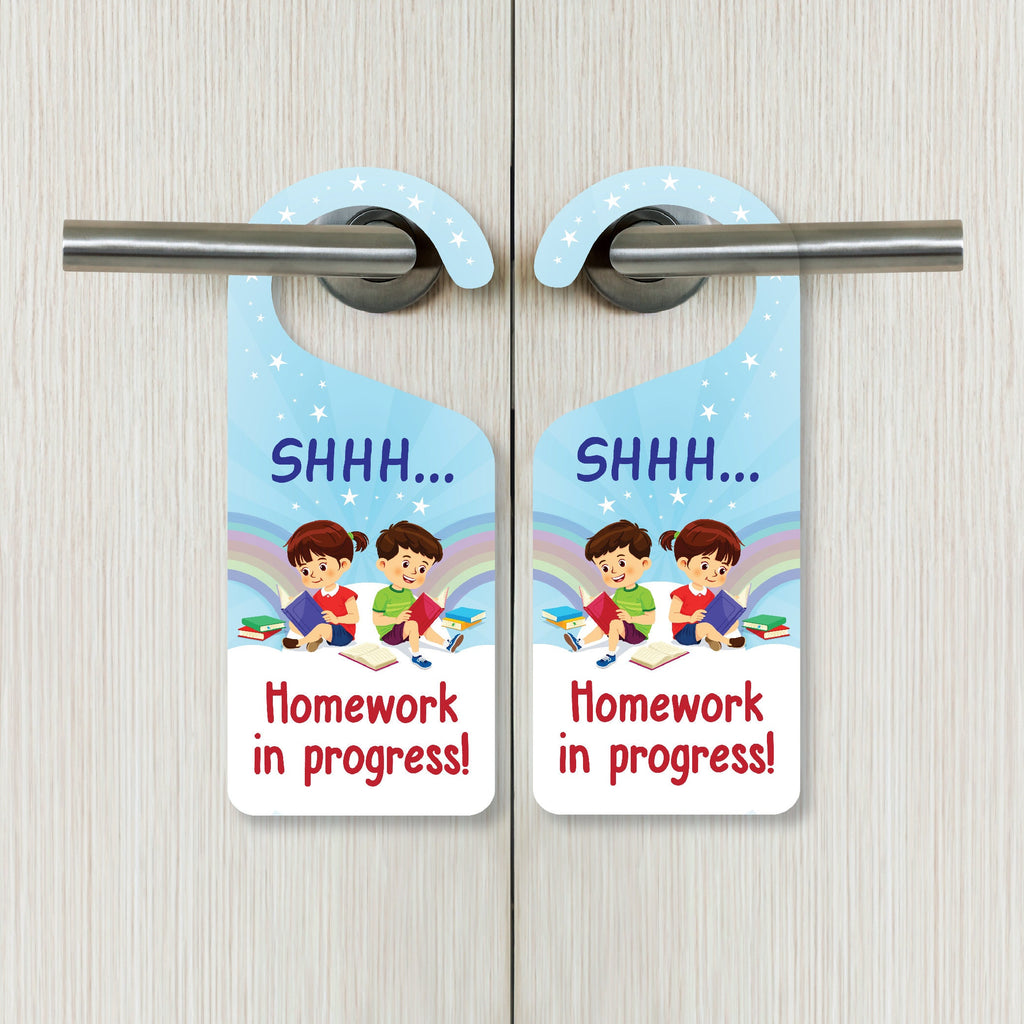 Homework In Progress Door Hanger, Homework Doorknob Sign, PVC Door Kno ...