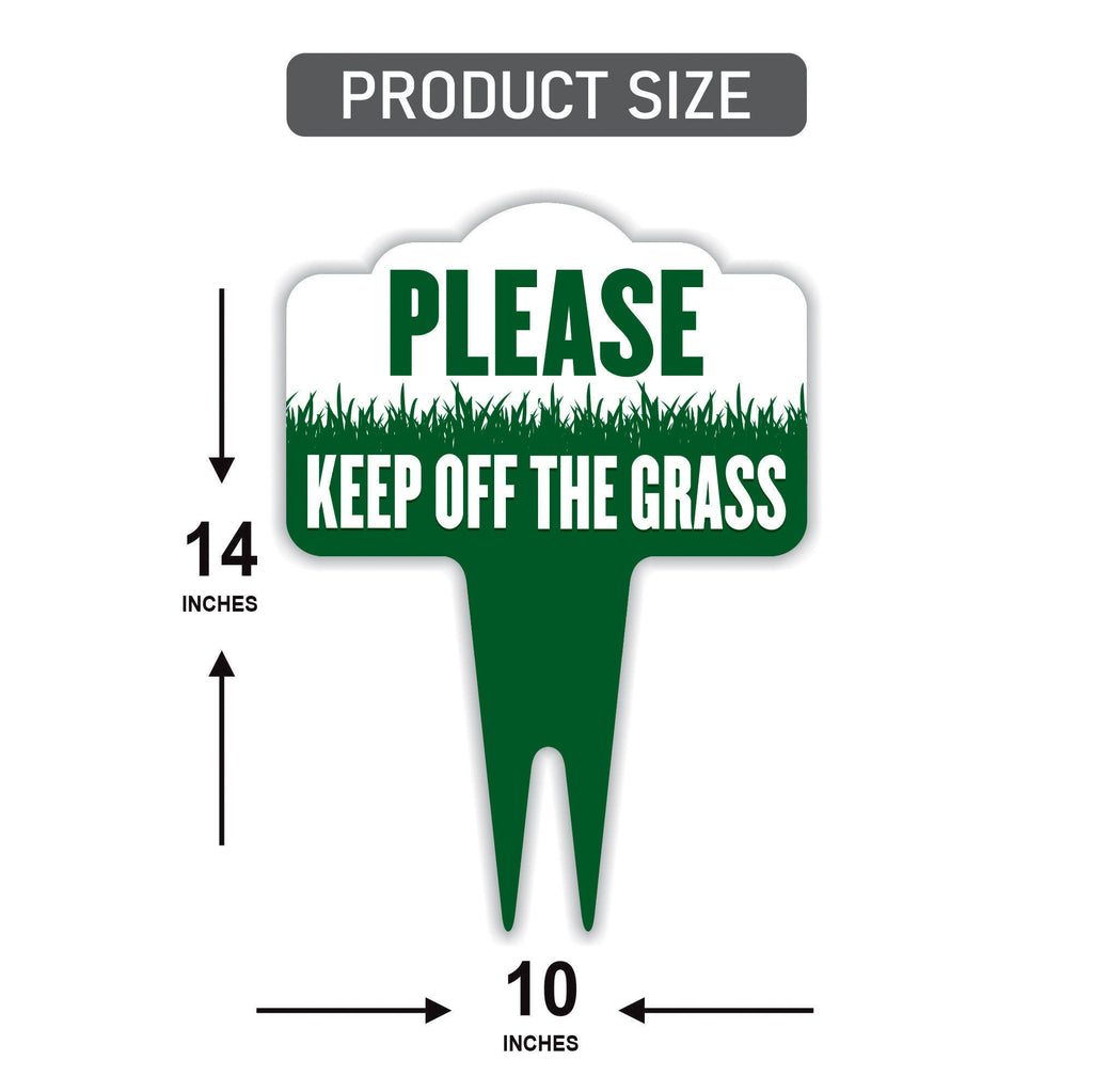 Stay Off Grass Yard Sign 10” x 14” - Rust-free Aluminum Off Grass Sign for Lawn, Please Keep Off The Grass Yard Sign with Integrated Stake