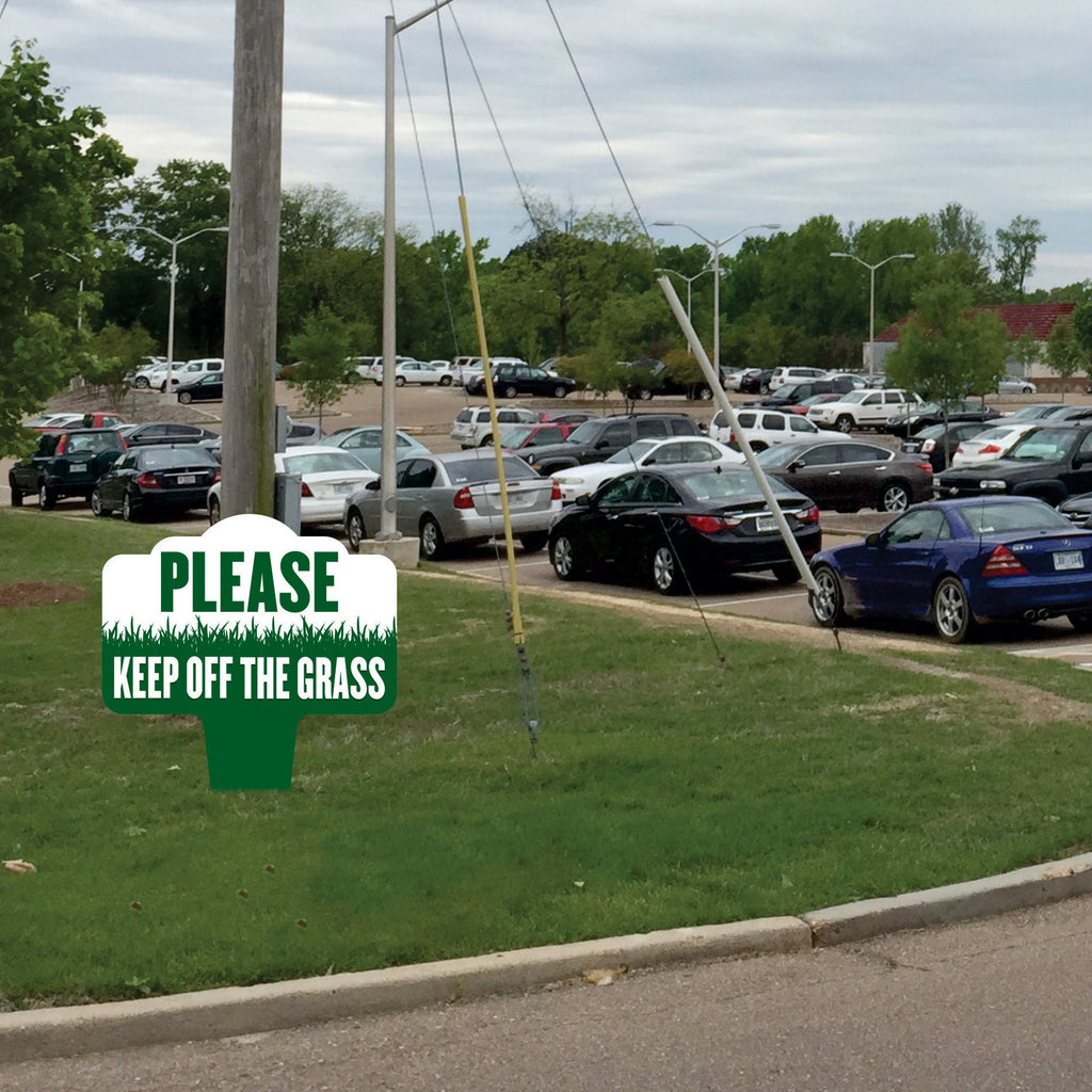 Stay Off Grass Yard Sign 10” x 14” - Rust-free Aluminum Off Grass Sign for Lawn, Please Keep Off The Grass Yard Sign with Integrated Stake