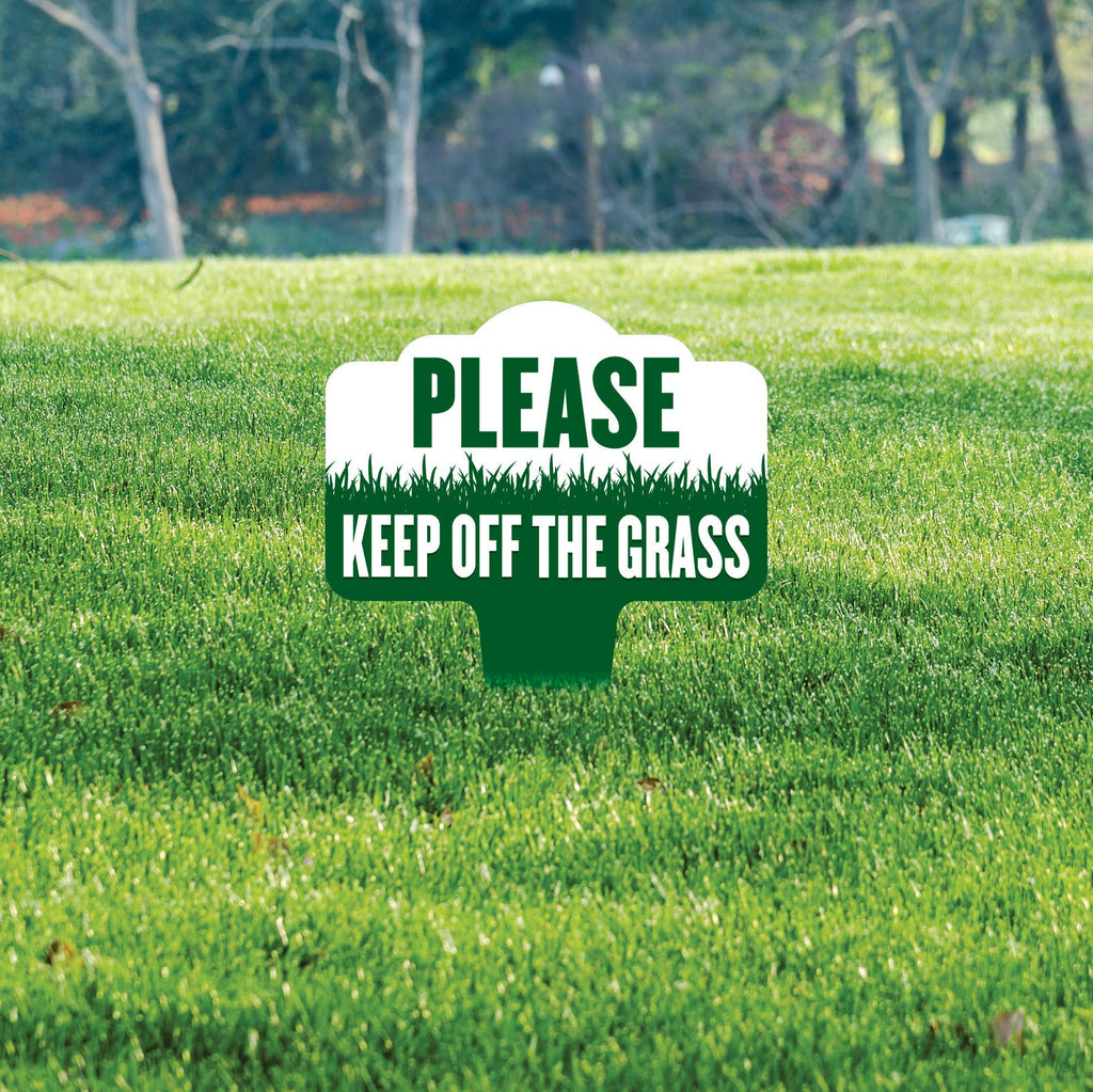 Stay Off Grass Yard Sign 10” x 14” - Rust-free Aluminum Off Grass Sign for Lawn, Please Keep Off The Grass Yard Sign with Integrated Stake
