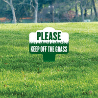 Stay Off Grass Yard Sign 10” x 14” - Rust-free Aluminum Off Grass Sign for Lawn, Please Keep Off The Grass Yard Sign with Integrated Stake