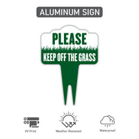Stay Off Grass Yard Sign 10” x 14” - Rust-free Aluminum Off Grass Sign for Lawn, Please Keep Off The Grass Yard Sign with Integrated Stake