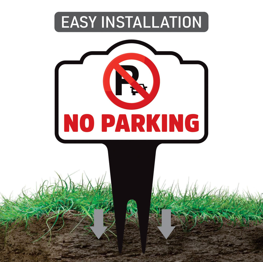No Parking Yard Sign 10” x 14” - Rust-free Aluminum No Parking Sign for Lawn, Please Do Not Park Yard Sign with Integrated Stake