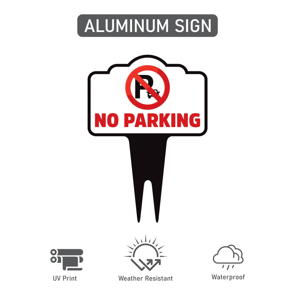 No Parking Yard Sign 10” x 14” - Rust-free Aluminum No Parking Sign for Lawn, Please Do Not Park Yard Sign with Integrated Stake