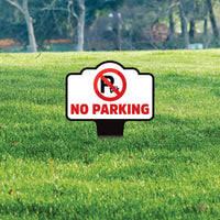 No Parking Yard Sign 10” x 14” - Rust-free Aluminum No Parking Sign for Lawn, Please Do Not Park Yard Sign with Integrated Stake