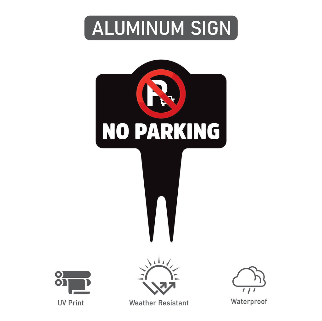 No Parking Yard Sign 10” x 14” - Rust-free Aluminum No Parking Sign for Lawn, Please Do Not Park Yard Sign with Integrated Stake