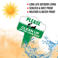 Please Clean Up After Your Dog Yard Sign 10”x14” - Rust-free Aluminum Clean Up Sign for Lawn, No Pooping Dog Yard Sign with Integrated Stake