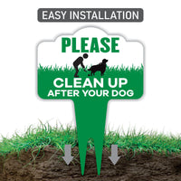 Please Clean Up After Your Dog Yard Sign 10”x14” - Rust-free Aluminum Clean Up Sign for Lawn, No Pooping Dog Yard Sign with Integrated Stake