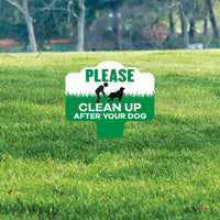 Please Clean Up After Your Dog Yard Sign 10”x14” - Rust-free Aluminum Clean Up Sign for Lawn, No Pooping Dog Yard Sign with Integrated Stake